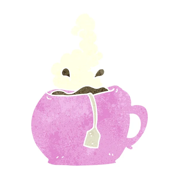 Tasse de thé dessin animé rétro — Image vectorielle