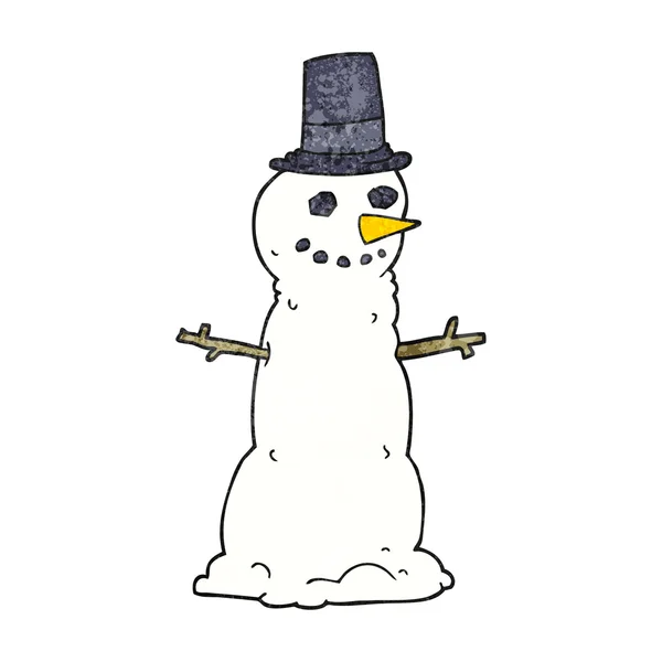 Getextureerde cartoon sneeuwpop in top hat — Stockvector