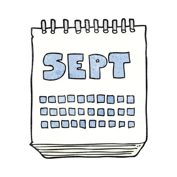 Calendario de dibujos animados texturizado que muestra el mes de septiembre — Vector de stock