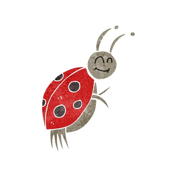 Retrò cartone animato coccinella — Vettoriale Stock