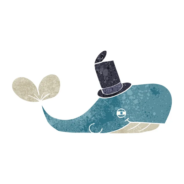 Retro karikatür balina giyen şapka — Stok Vektör