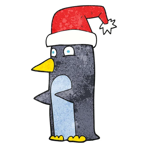 Dessin animé texturé pingouin de Noël — Image vectorielle