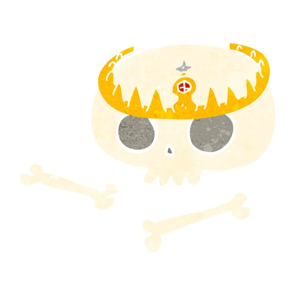 Retro cartoon schedel dragen tiara — Stockvector