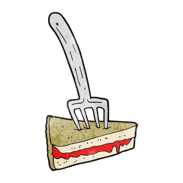 Pastel de dibujos animados con textura con tenedor — Vector de stock