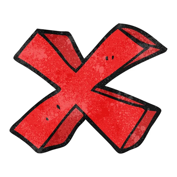 Teksturowane kreskówka negatywne x symbol — Wektor stockowy
