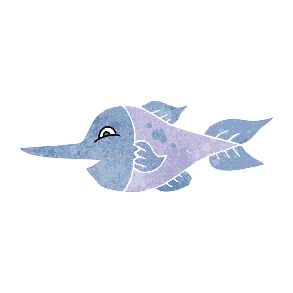 Pesce spada cartone animato retrò — Vettoriale Stock
