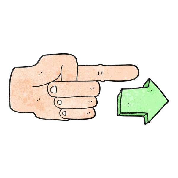 Textured cartoon pointing hand with arrow — Stock Vector