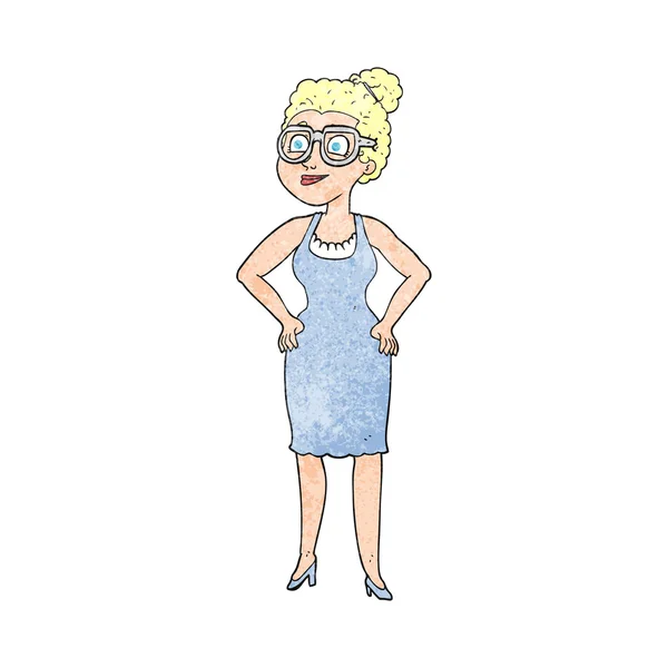 ผู้หญิงการ์ตูนสวมแว่นตา — ภาพเวกเตอร์สต็อก