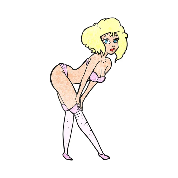 Getextureerde cartoon pin-up girl — Stockvector