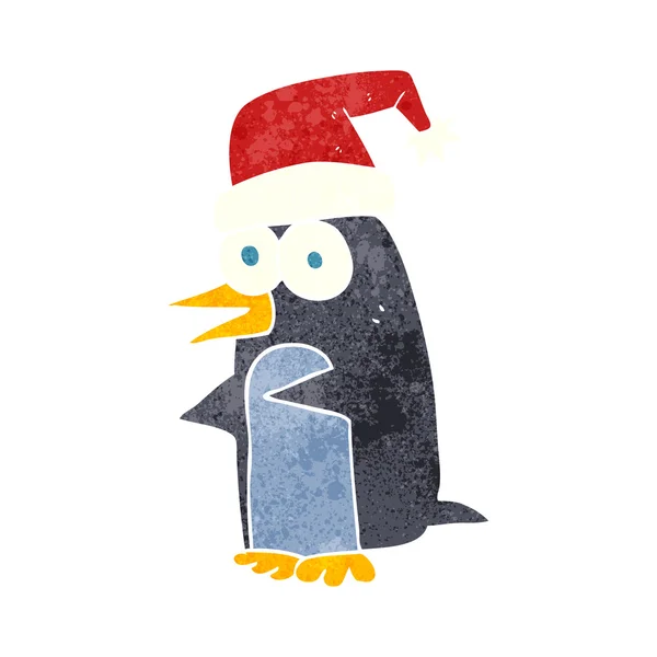 Retro cartoon christmas penguin — Stock Vector