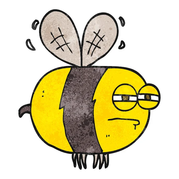 Texturizado desenho animado abelha infeliz — Vetor de Stock