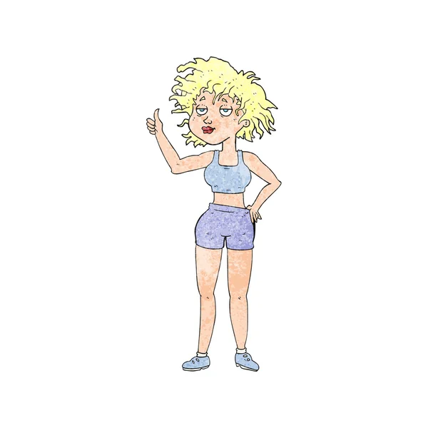 质感的卡通累的健身房女人 — 图库矢量图片