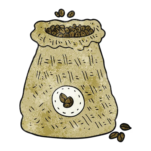コーヒー豆のテクスチャ漫画袋 — ストックベクタ