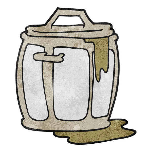 Texturizado dibujos animados sucio cubo de basura — Vector de stock
