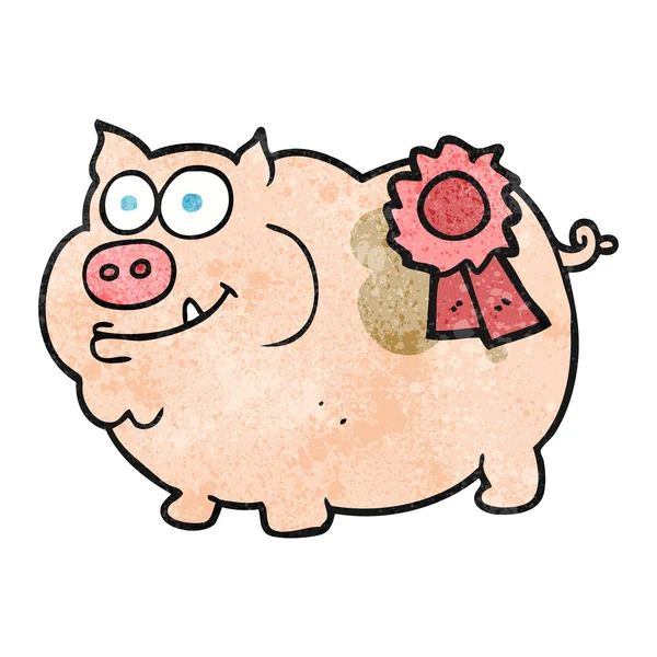 Cerdo ganador de un premio de dibujos animados texturizado — Archivo Imágenes Vectoriales