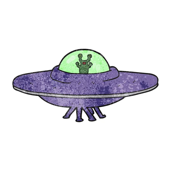 Nave espacial alienígena de dibujos animados texturizados — Vector de stock