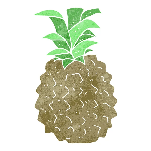 Retro kreslený ananas — Stockový vektor