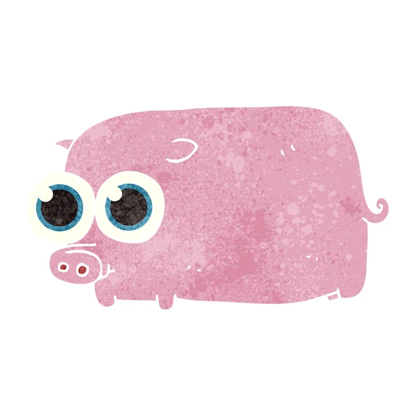 复古卡通小猪与大美丽的眼睛 — 图库矢量图片