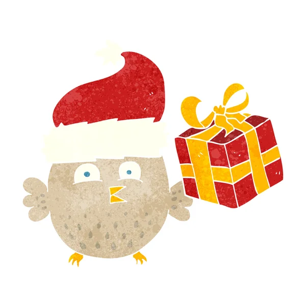 Retro cartoon  christmas owl — Stock Vector