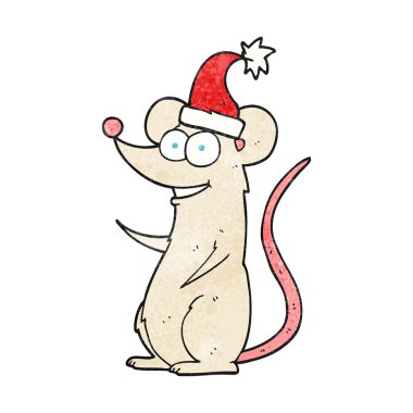 dokulu karikatür fare Noel şapka