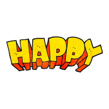 dokulu karikatür kelime mutlu