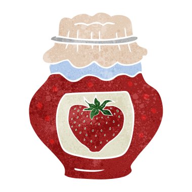 Retro karikatür kavanoz çilek reçeli