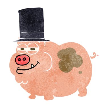 Retro karikatür zengin domuz