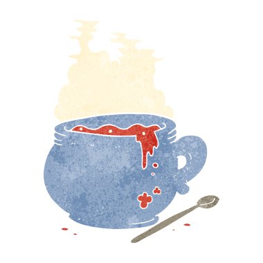 Retro karikatür kase çorba