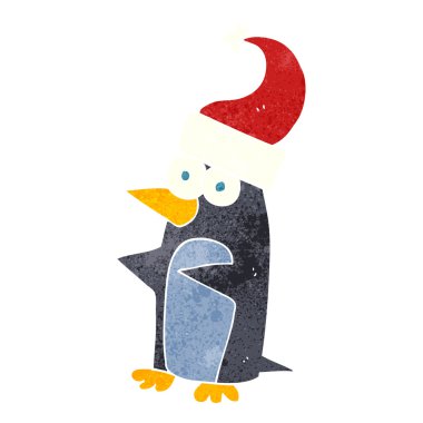 retro çizgi film noel pengueni