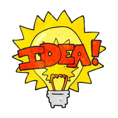 dokulu çizgi film fikir ampul simgesi