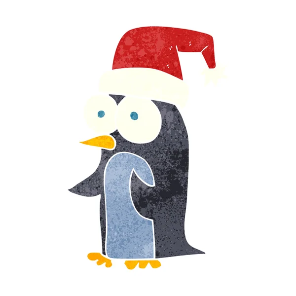 Rétro dessin animé pingouin de Noël — Image vectorielle