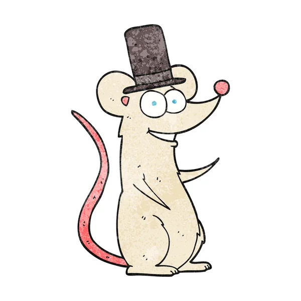 Текстурированная мультяшная мышь в цилиндре — стоковый вектор