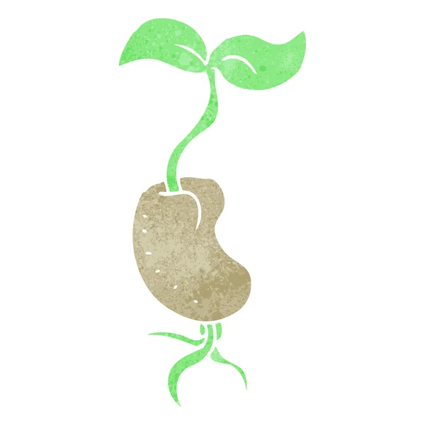 Retro cartoon sprouting seed — Stock Vector