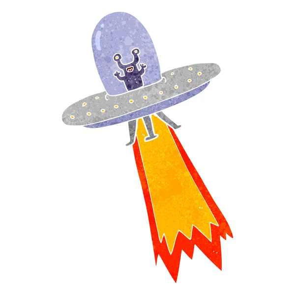 Soucoupe volante de dessin animé rétro — Image vectorielle