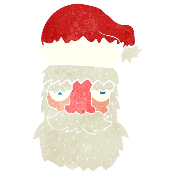 Retro-Cartoon müde Weihnachtsmann Gesicht — Stockvektor