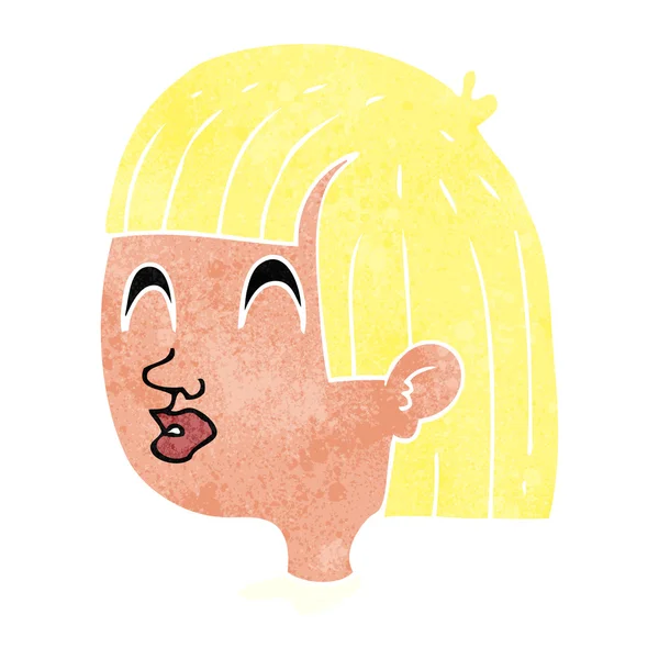 Rétro dessin animé visage féminin — Image vectorielle