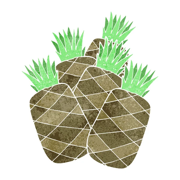 Retro cartoon ananas — Stock vektor