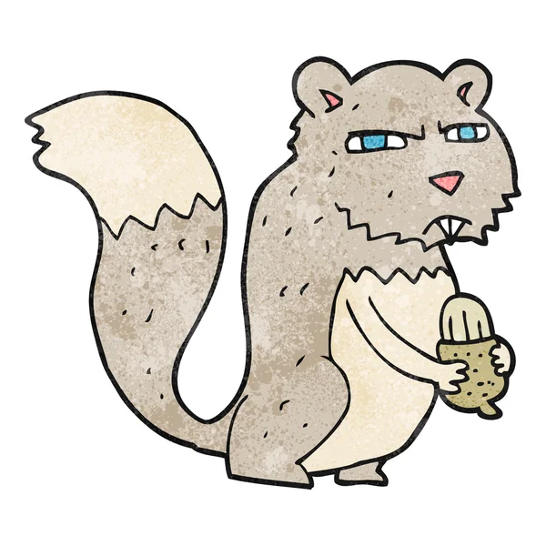 Desenho animado texturizado esquilo irritado com porca — Vetor de Stock