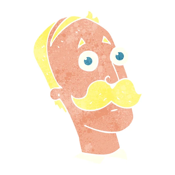 Retro hombre de dibujos animados con bigote — Vector de stock