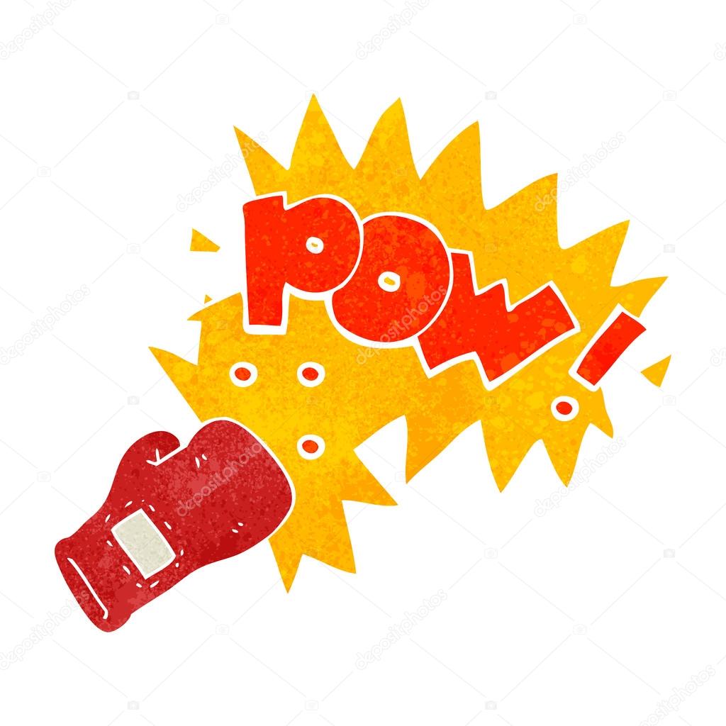 Retro cartoon boxing glove punch — Stock Vector © lineartestpilot #96822296