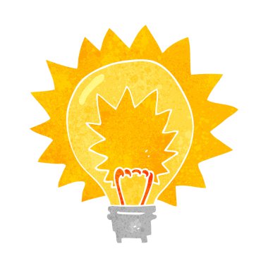 Retro karikatür ışık parlayan ampul