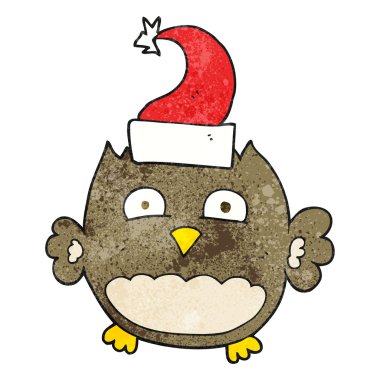 Noel şapka dokulu karikatür baykuş