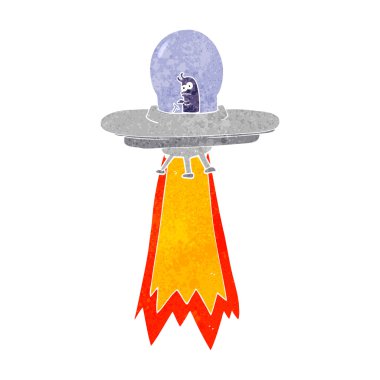 Retro karikatür uçan daire