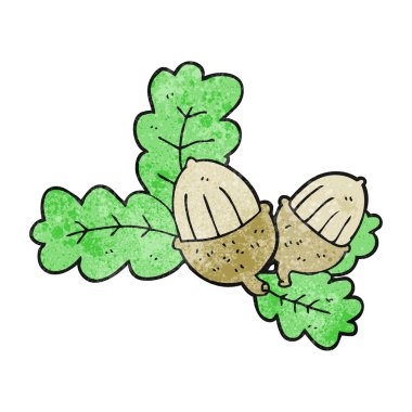 dokulu karikatür meşe palamutları ve yaprakları