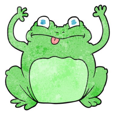 dokulu karikatür komik kurbağa