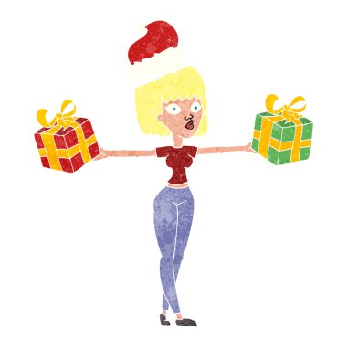 xmas kadınla Retro çizgi film sunar