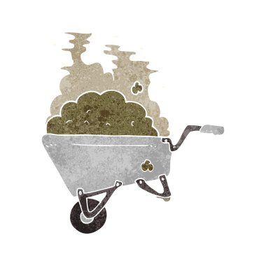 Retro karikatür el arabası kir ve tam