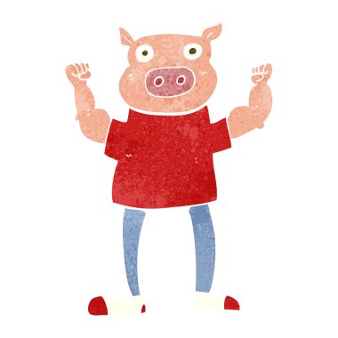 Retro karikatür domuz adam