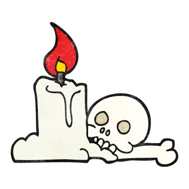 dokulu çizgi film ürkütücü kafatası ve mum