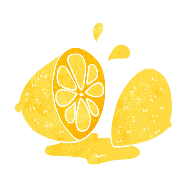 Retro kreslený, řez citronu — Stockový vektor